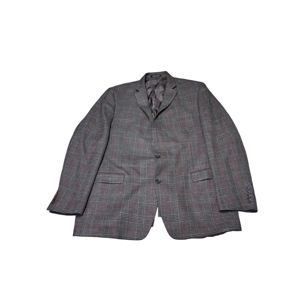 Lauren Ralph Lauren Mens 48L Blazer Grey Red Glen Plaid Wool Sport Coat Jacket